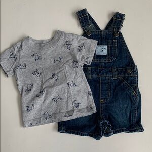 Carter’s Denim Overalls and Gray T-Shirt Set 6 Months